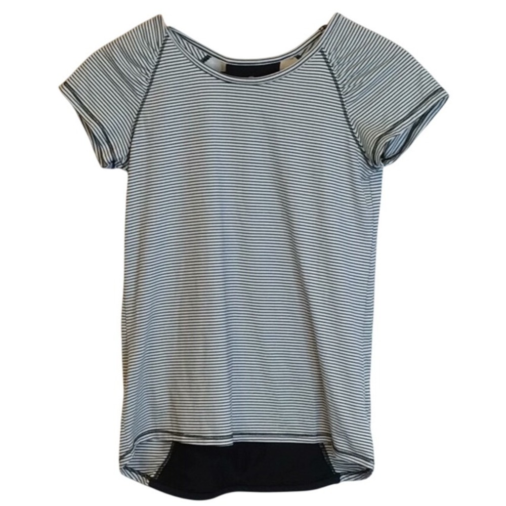 Champion‎ black and white striped workout T Shirt athletic performance L (10-12)